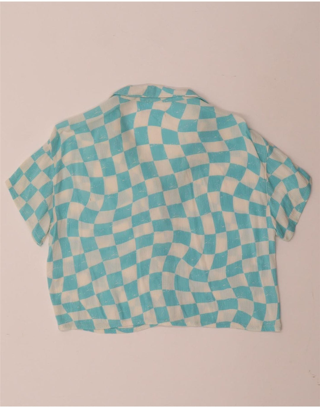 ZARA Blusa Camisa Niña Manga Corta 11-12 Años Viscosa Geométrica Azul