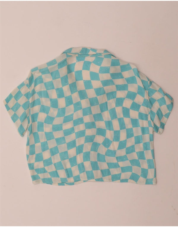ZARA Blusa Camisa Niña Manga Corta 11-12 Años Viscosa Geométrica Azul