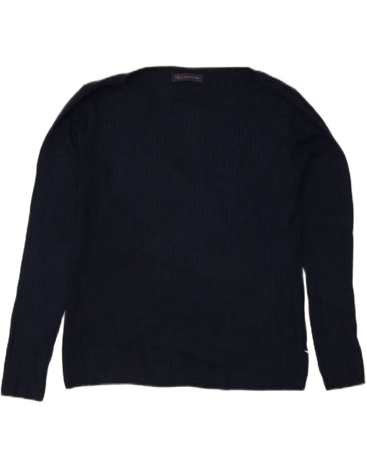Marks & Spencer suéter con cuello barco para mujer, talla 40, talla M, azul marino
