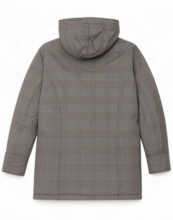 Chaqueta parka con capucha Woolrich para hombre UK 44 Algodón de pata de gallo negro mediano