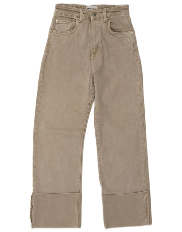Zara Jeans Rectos Cortos Para Mujer EU 34 2XS W24 L26 Verde