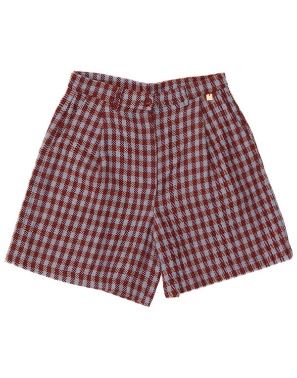 Vintage mujer casual pantalones cortos IT 42 Medio W28 Borgoña Houndstooth