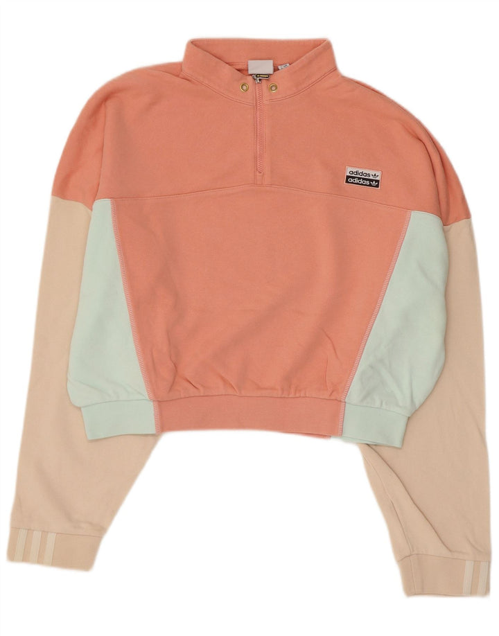 Adidas - Sudadera corta extragrande para mujer, talla 40, color rosa mediano