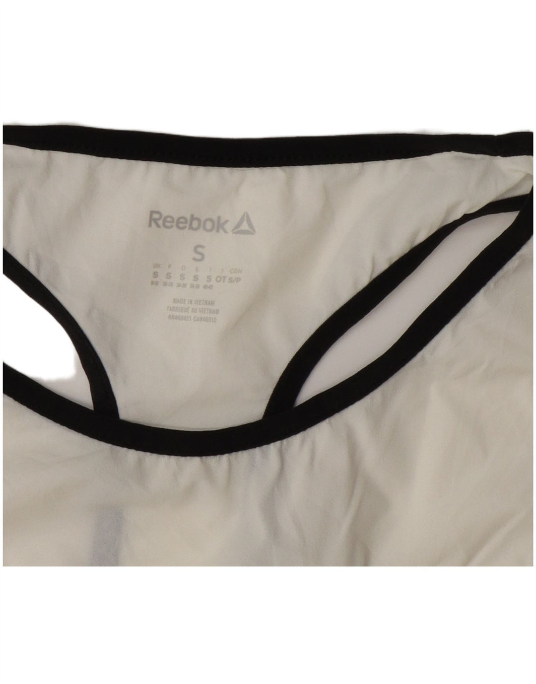 Reebok Camiseta sin mangas gráfica para mujer UK 8/10 Small White