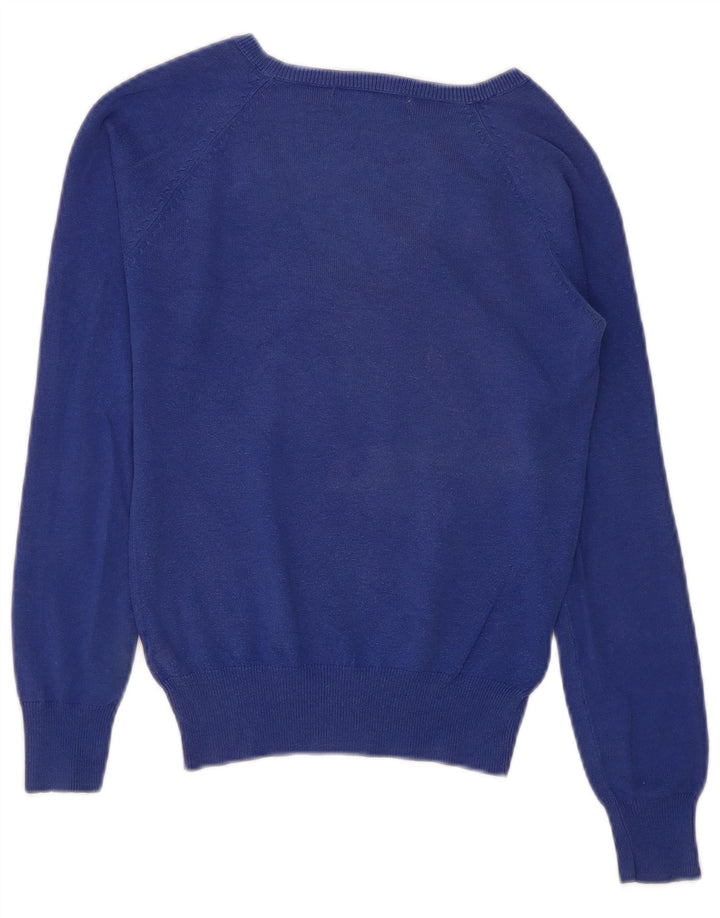 Zara Mujer Jersey con Cuello en V Jersey UK 10 Small Azul
