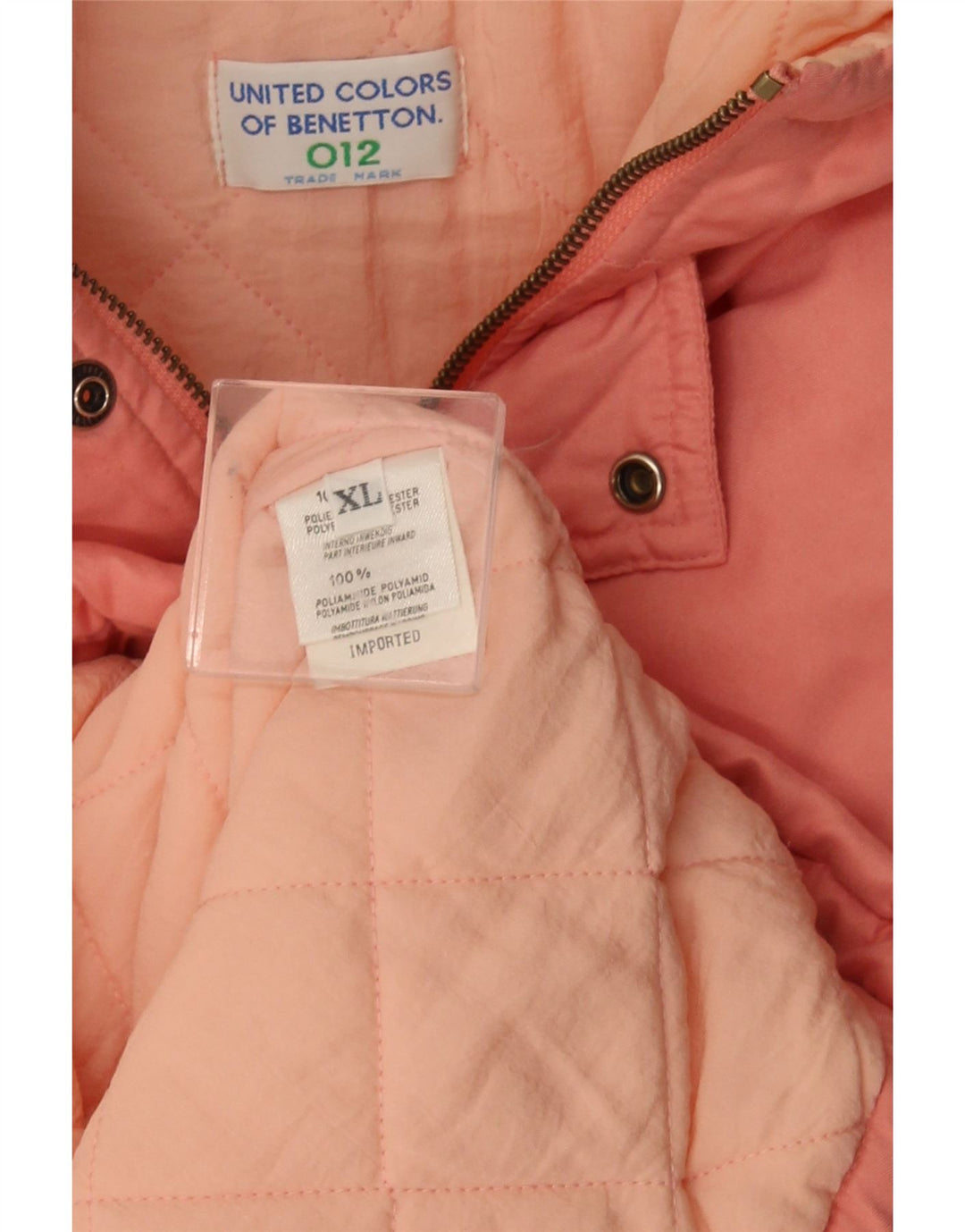 Benetton Chaqueta Acolchada Con Capucha Mujer ES 40 XL Poliéster Rosa