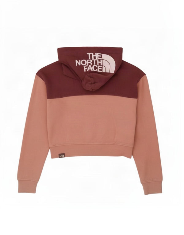 The North Face Girls Crop Hoodie Jumper 9-10 Years Medium Pink Colourblock