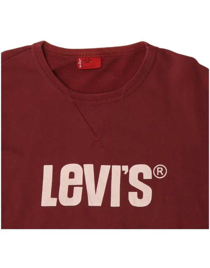 Levi's Hombre Sudadera Gráfica Jumper Large Granate Algodón
