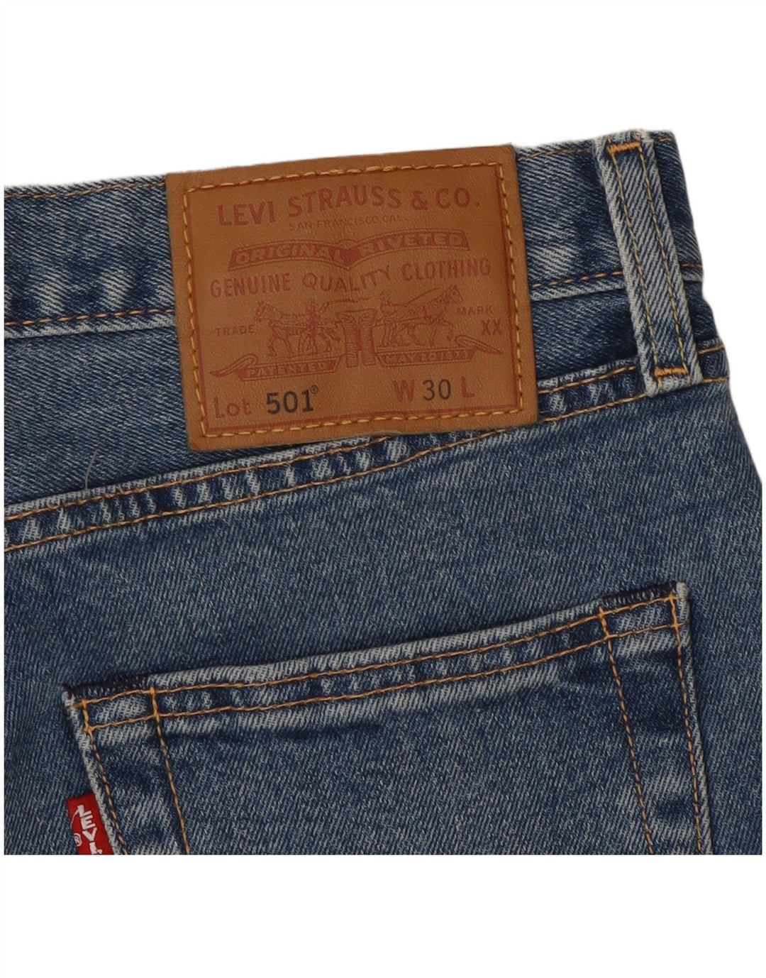 LEVI'S Mens 501 Denim Shorts W30 Algodón Azul Medio