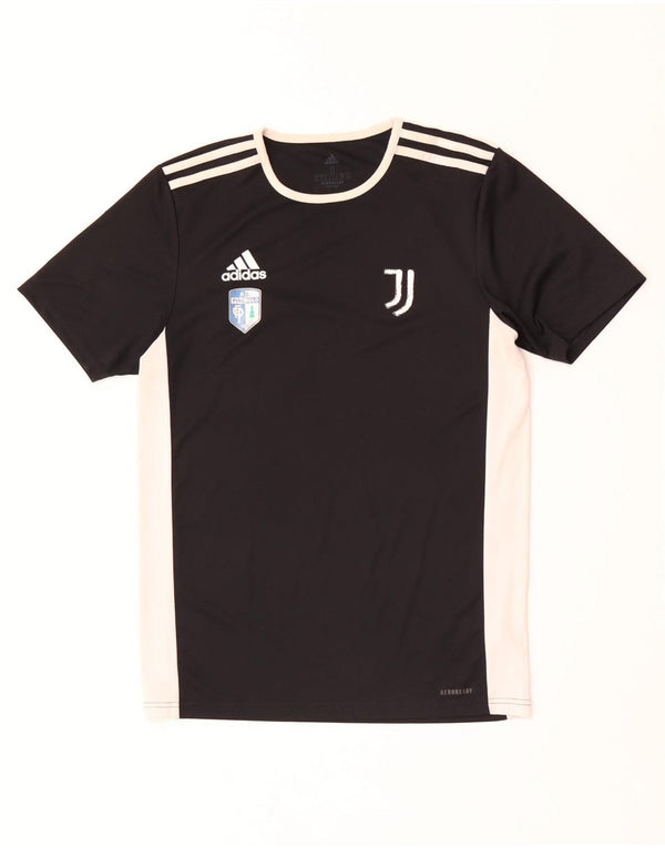 Adidas Mens Juventus Graphic T-Shirt Top Pequeño Negro Colorblock Poliéster