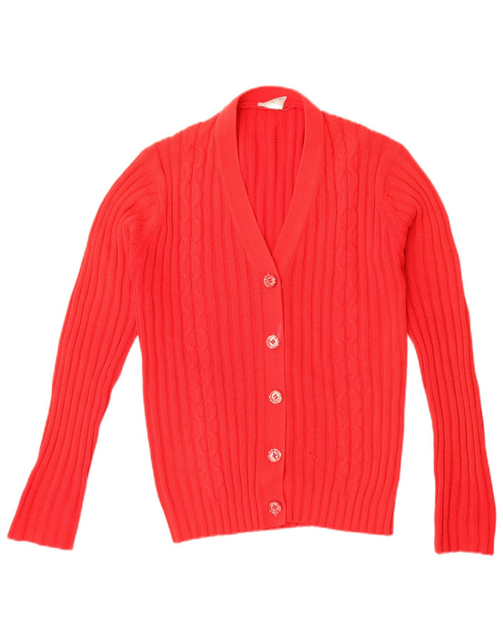 Vintage mujer Cardigan suéter IT 42 Acrílico rojo medio