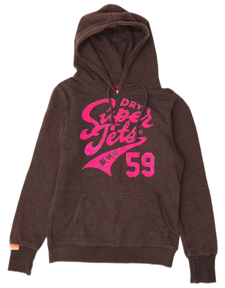 Superdry Jersey con capucha gráfica para mujer Reino Unido 44 Algodón gris medio