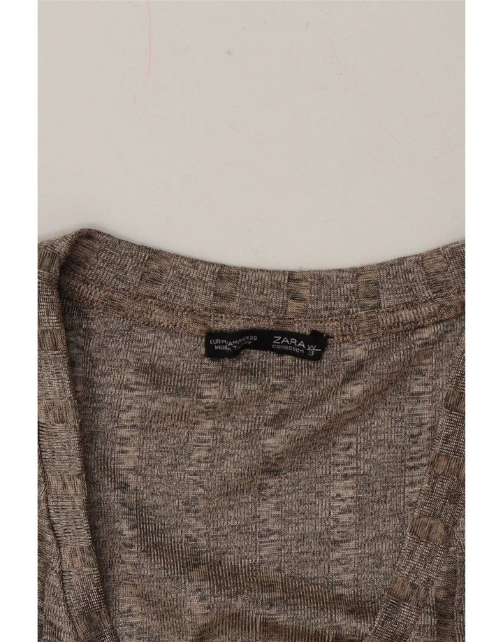 Zara Vestido estilo camiseta extragrande para mujer, talla 44, color gris medio a rayas