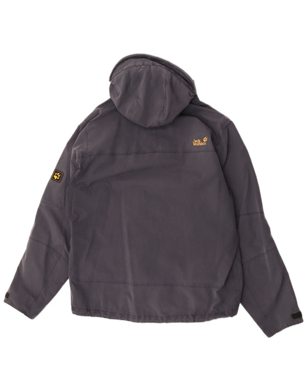 Jack Wolfskin Chaqueta impermeable con capucha para hombre UK 40/42 Large Azul marino Poliamida