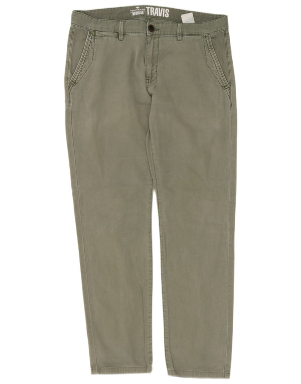 Tom Tailor Pantalón chino de corte regular para hombre W34 L32 Algodón caqui