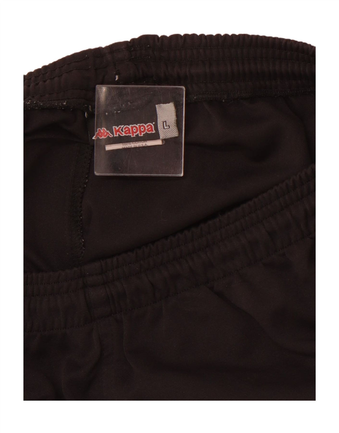 KAPPA Pantalones cortos deportivos para hombre, tamaño grande, algodón negro