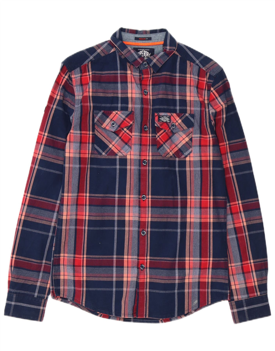 Camisa Superdry para hombre XS Algodón a cuadros azul marino