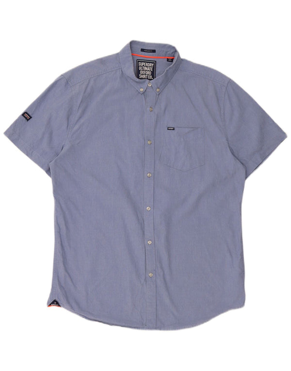 Camisa Superdry Mujer Manga Corta Regular Fit XL Azul Algodón