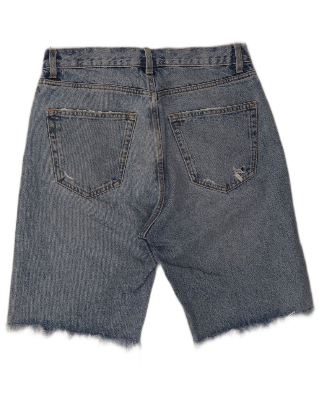 ZARA Hombre Shorts Denim Desgastados W31 Algodón Azul Medio