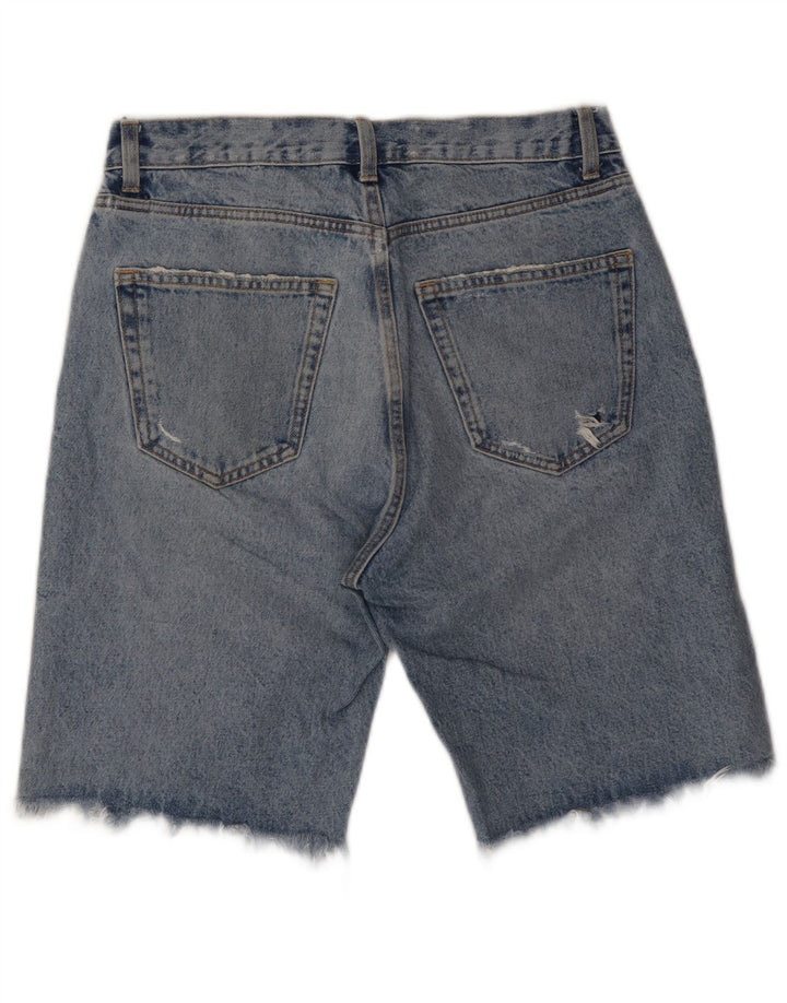 ZARA Hombre Shorts Denim Desgastados W31 Algodón Azul Medio