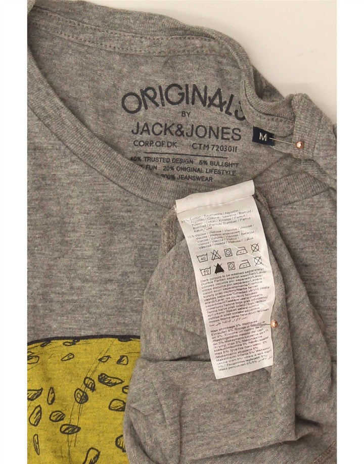 Jack & Jones Hombre Camiseta Gráfica Top Algodón Gris Medio
