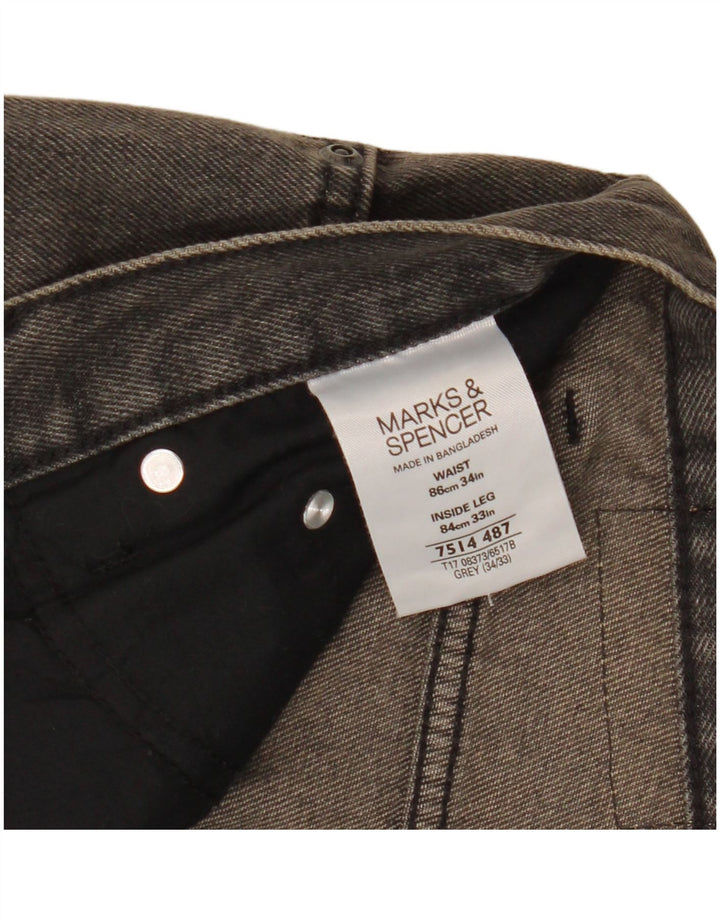 Marks & Spencer Vaqueros rectos azules Harbor para hombre W34 L26 Algodón gris