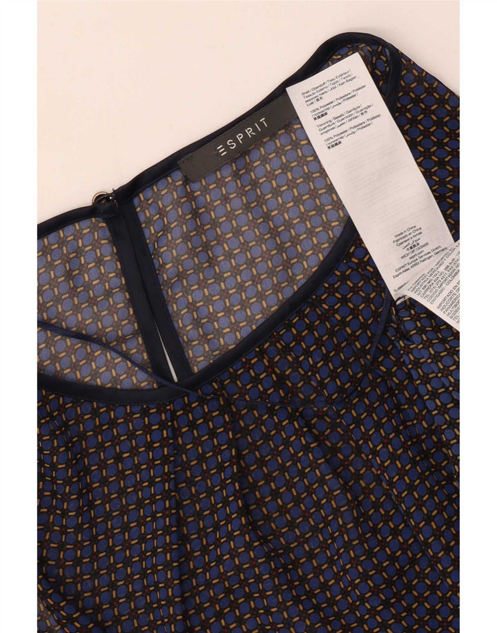 Esprit Blusa sin mangas para mujer UK 40 Mediano Azul marino Cuadros Poliéster