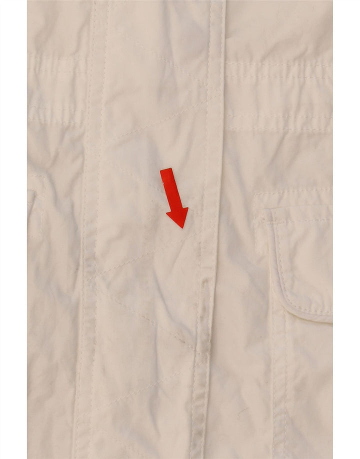 MARKS & SPENCER Womens Utility Jacket UK 12 Medium White Cotton Vintage Marks & Spencer and Second-Hand Marks & Spencer from Messina Hembry 