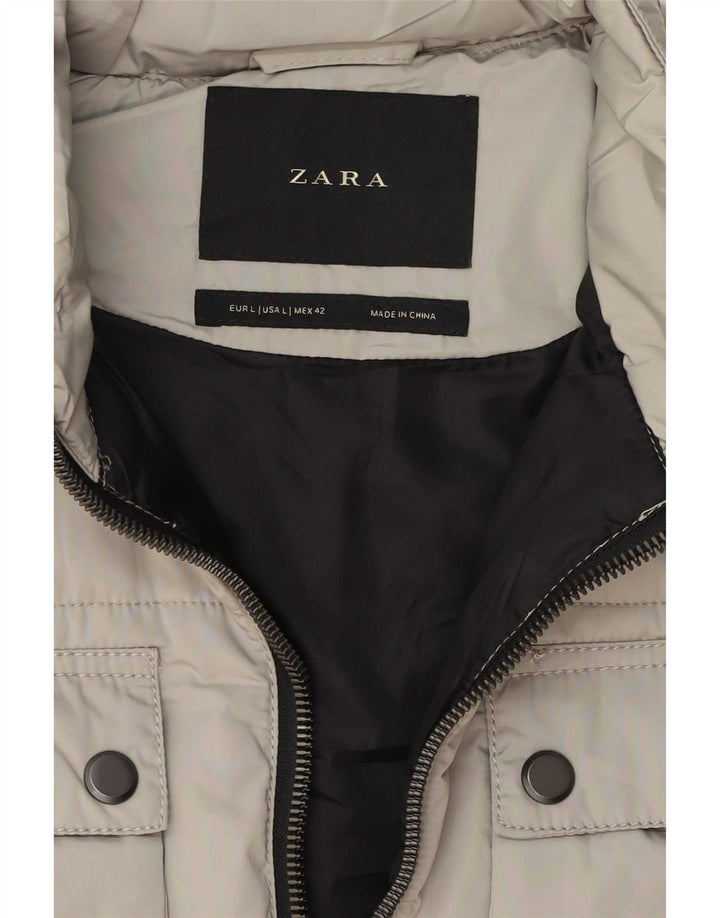 Zara Mens Chaleco Acolchado Reino Unido 40 Grande Gris