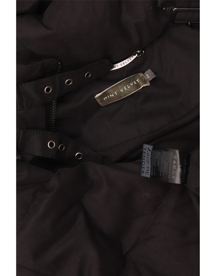 MINT VELVET Chaleco acolchado con capucha para mujer UK 40 Mediano Negro Poliéster