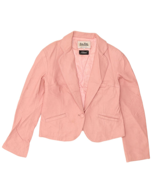 LAVORAZIONE ARTIGIANALE Chaqueta tipo blazer con 1 botón para mujer UK 40 Grande Rosa