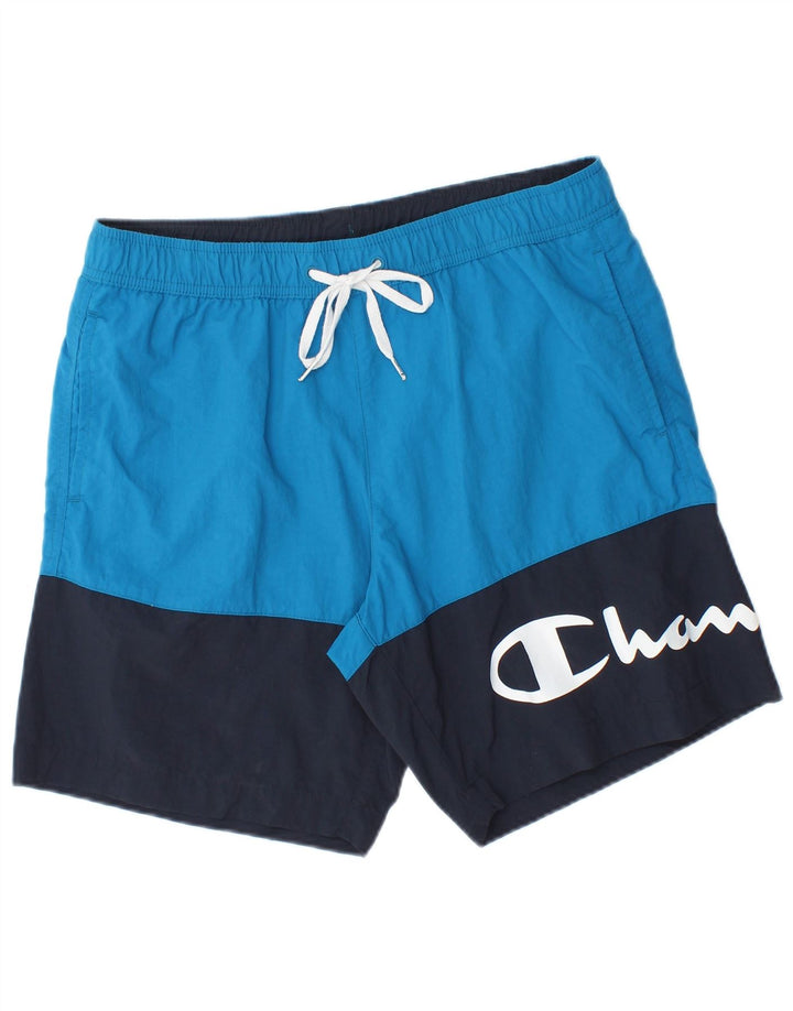 Champion Shorts De Baño Con Gráficos En Azul Medio Colorblock