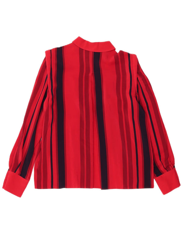 Vintage mujer camisa blusa Reino Unido 14 grande rojo rayas