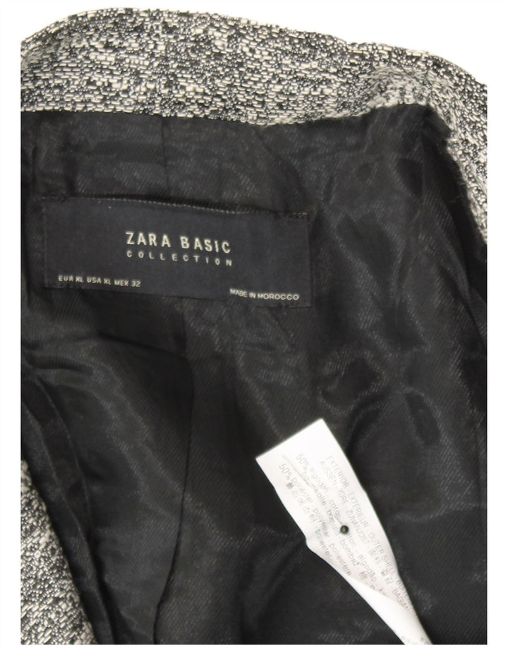 Zara Mujer Abrigo UK 40 XL Algodón Moteado Gris