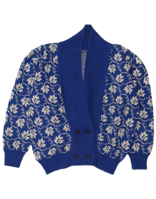 Vintage mujer Cardigan suéter Reino Unido 18 XL azul floral