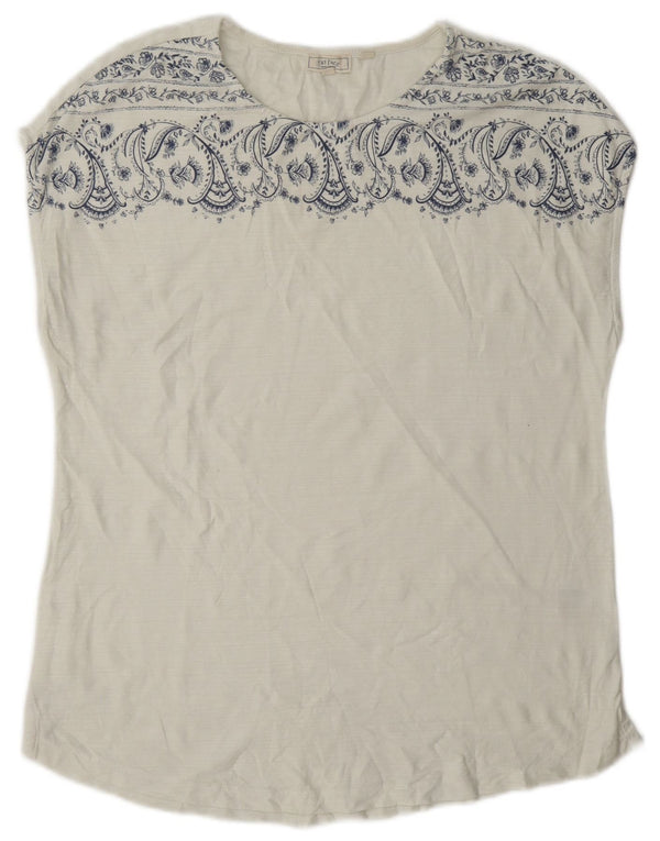 Camiseta para mujer Fat Face Top UK 12 Medium White Paisley Cotton