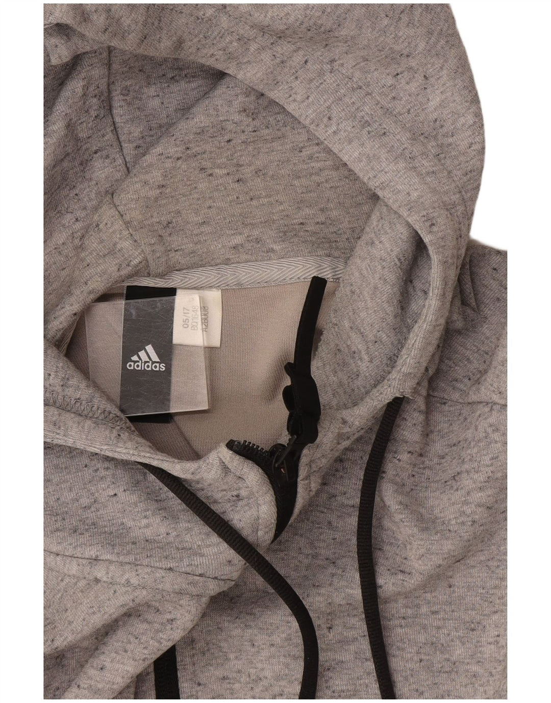 Adidas Hombre Graphic Zip Sudadera Con Capucha Suéter Gris Medio Moteado