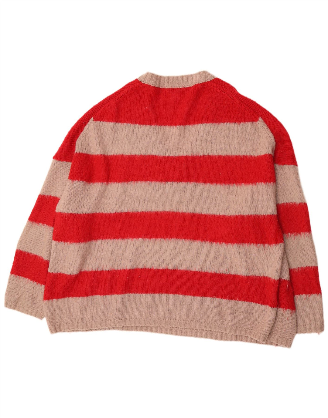 All Saints Jersey de gran tamaño con cuello en V para hombre, acrílico a rayas rojas grandes