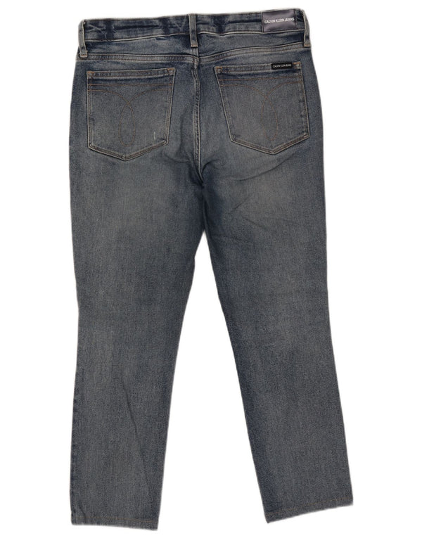 CALVIN KLEIN Vaqueros ajustados y recortados desgastados para hombre W30 L25 Azul