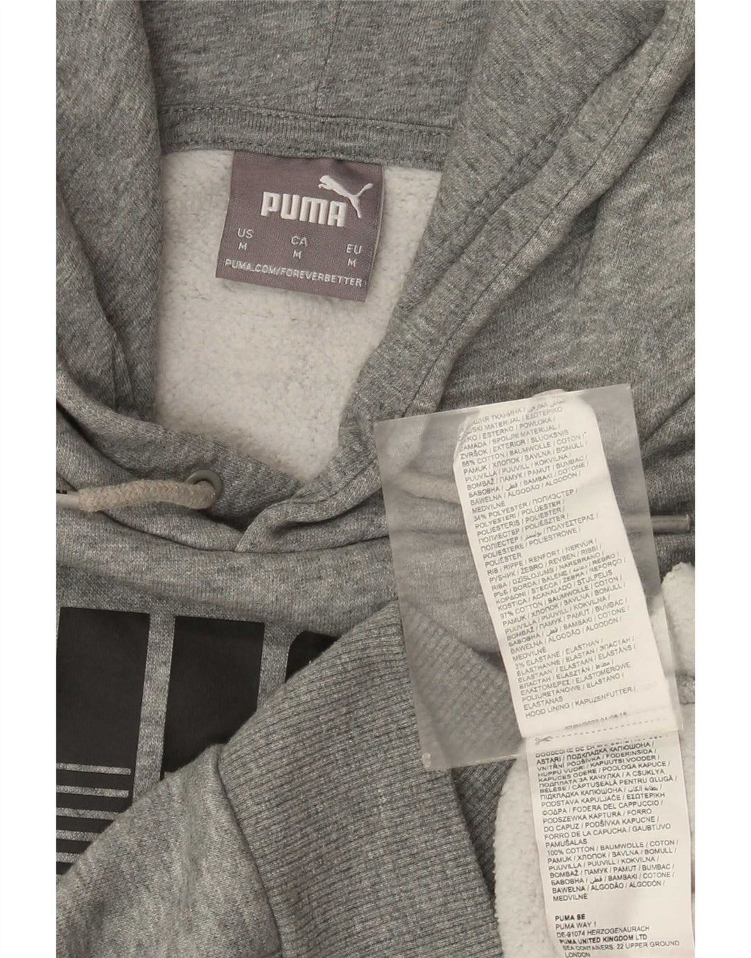 Puma Hombre Sudadera Con Capucha Gráfica Jersey De Algodón Gris Medio