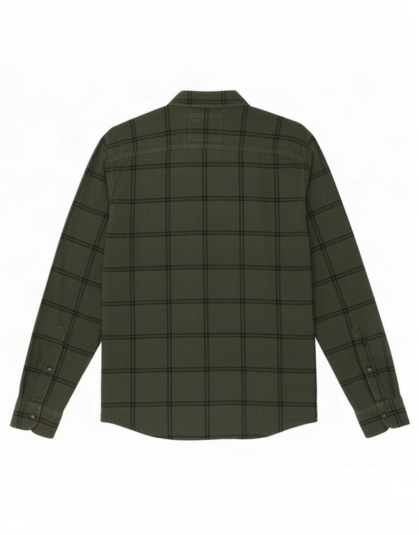 Camisa Hollister Hombre Pana Algodón A Cuadros Verde Grande