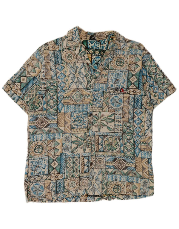 Camisa Rip Curl Hombre Manga Corta Azul Medio Patchwork