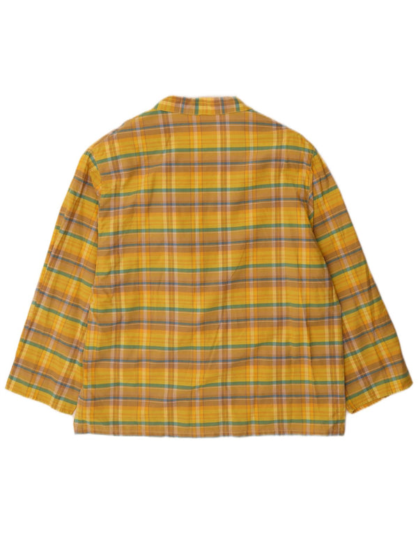 Vintage mujer 2 botones chaqueta blazer de gran tamaño Reino Unido 14 cheque amarillo medio