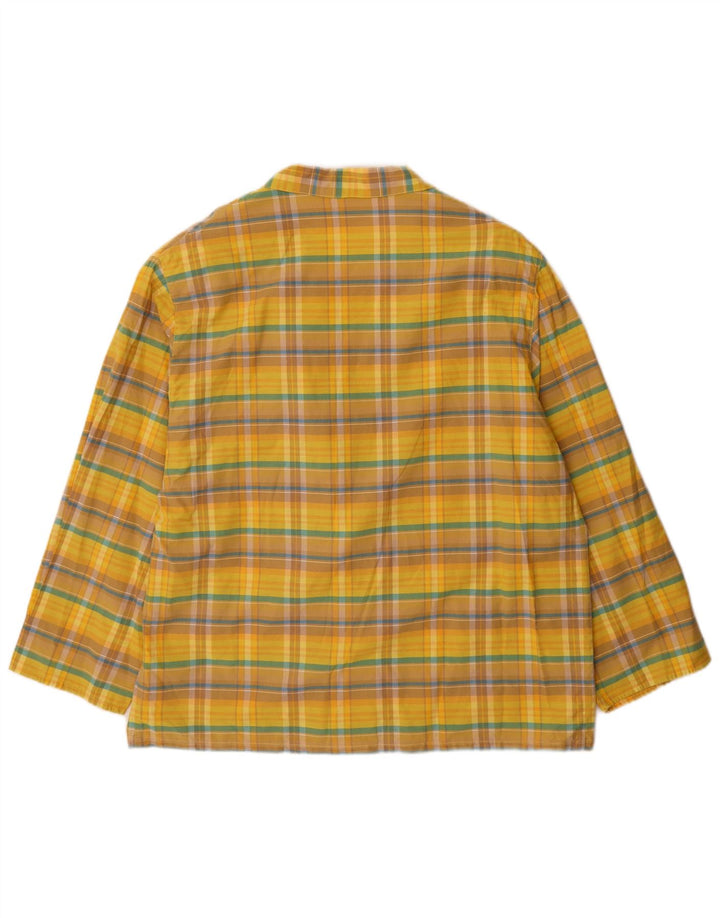 Vintage mujer 2 botones chaqueta blazer de gran tamaño Reino Unido 14 cheque amarillo medio