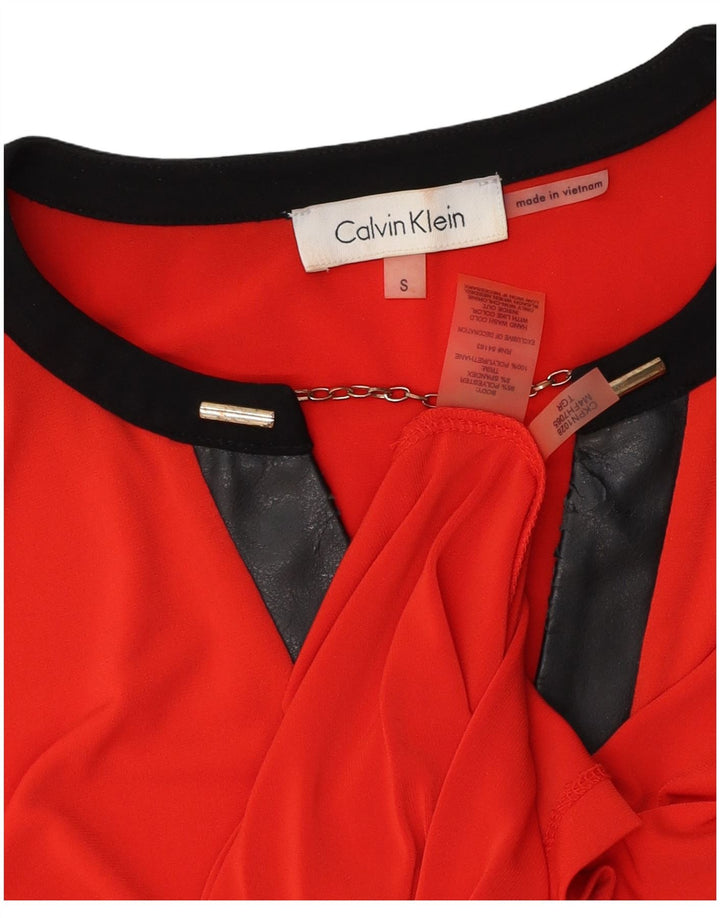 Calvin Klein Blusa para mujer Top UK 10 Pequeño Rojo Colorblock Poliéster