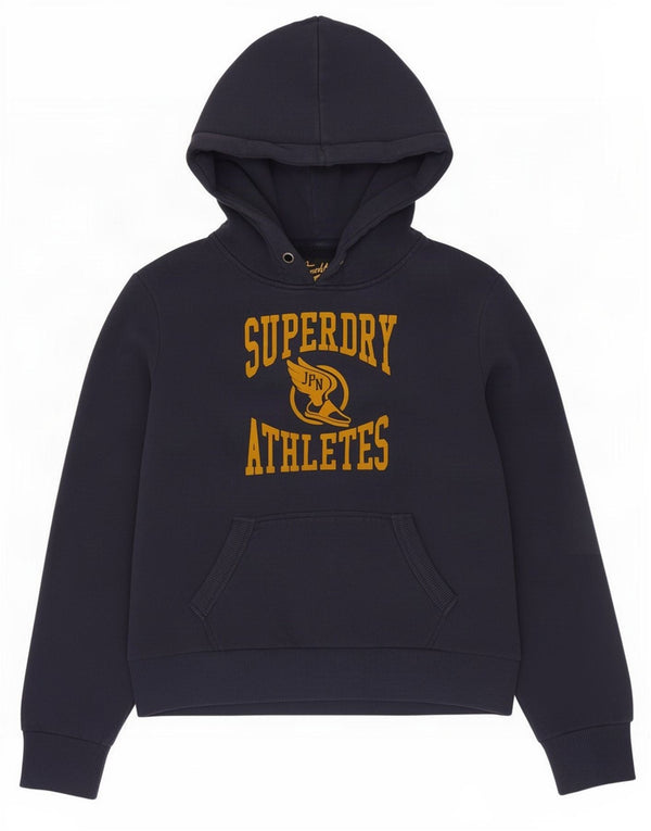 Superdry Jersey con capucha gráfica para mujer Reino Unido 44 Grande Algodón azul marino