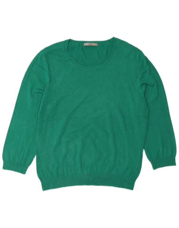 Marks & Spencer Womens Boat Neck Jumper Sweater UK 16 Large Green Viscose