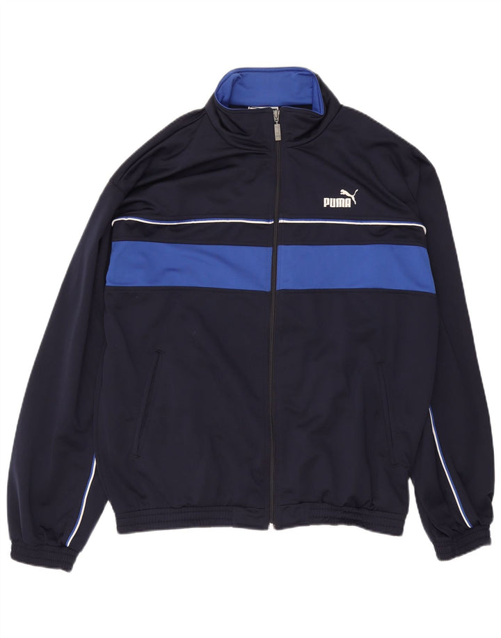 Puma Chaqueta superior de chándal para hombre Poliéster color block azul marino mediano
