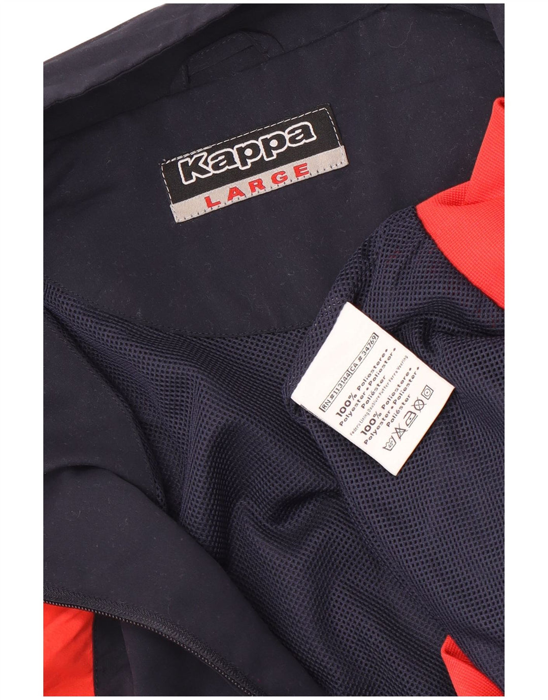 Kappa Hombre Chándal Top Chaqueta Grande Azul Marino Colorblock Poliéster
