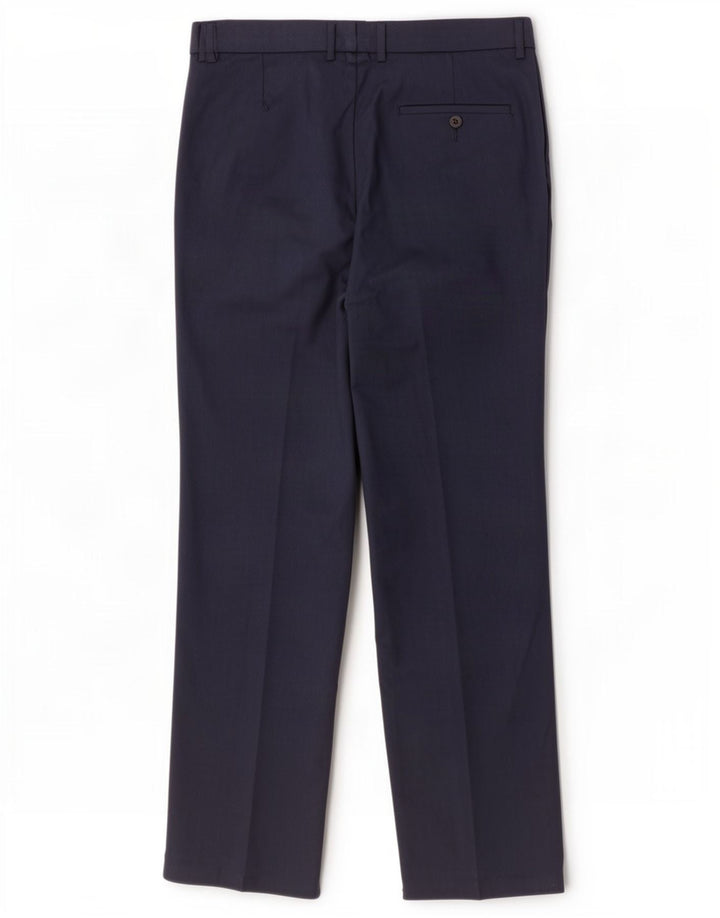 Marks & Spencer Pantalón de traje recto para hombre W32 L31 Poliéster azul marino